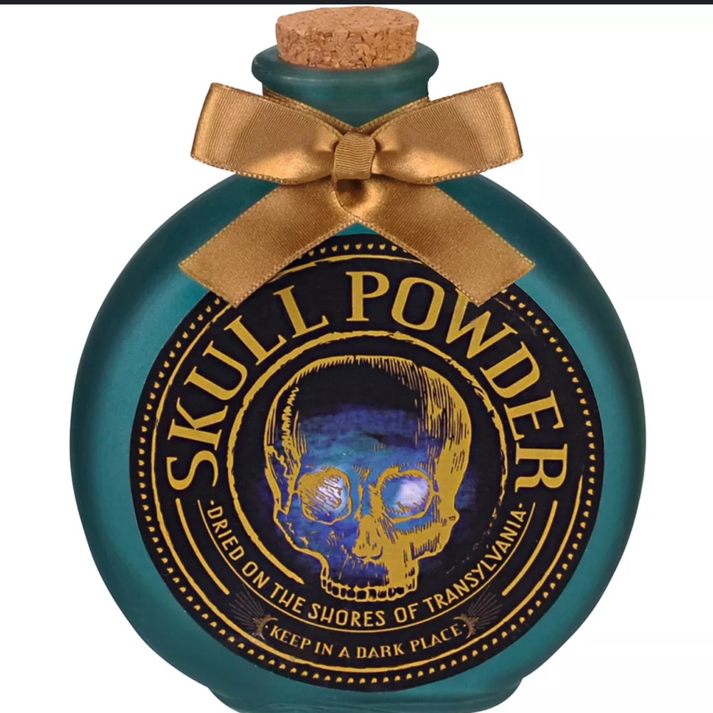 Spooks and Spells Glass Skull Powder Bottle